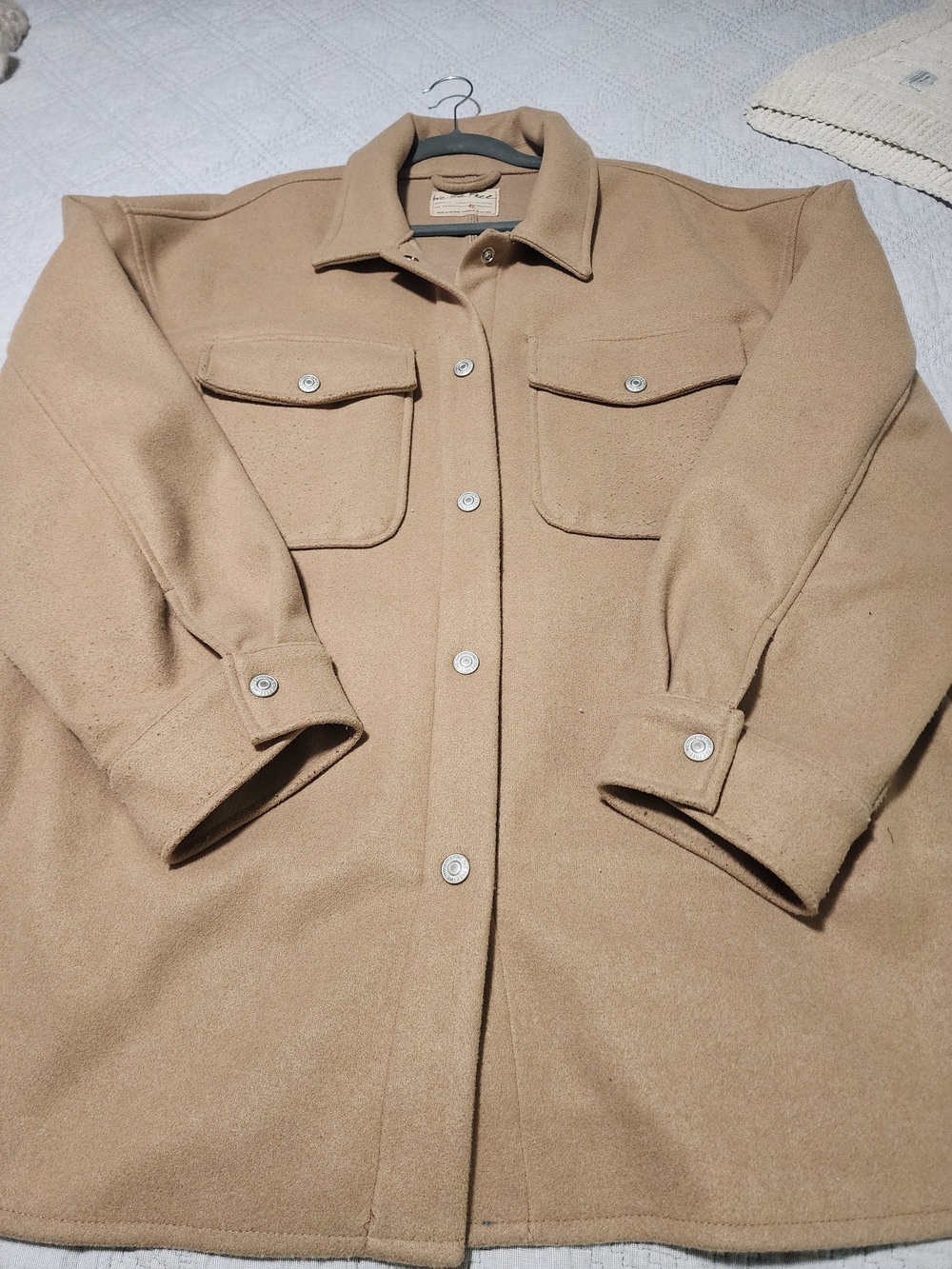 We The Free Camel Button-Front Trench Shacket